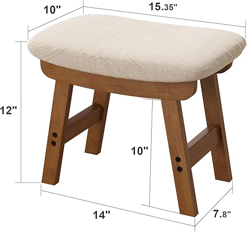 Miniatura 3 de viewcare Reposapiés Otomanos, Reposapiés Pequeño y Suave con Patas de Madera, Reposapiés Extra para Sofá para Entrada de Sala de Estar, Oficina