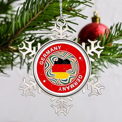 Miniatura 2 de LITTLEGROVE SEEDS Adornos de copo de nieve con bandera de Alemania, adornos de Alemania para árboles de Navidad, recuerdo de ciudad, adornos de