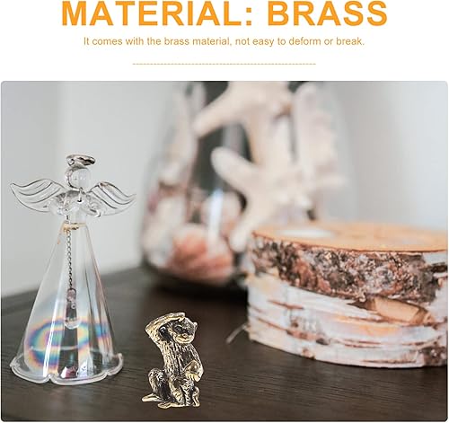 Miniatura 4 de BESPORTBLE Estatua de mono de latón, 2 piezas de figura pequeña de mono mini estatua de animal de metal para decoración de oficina en el hogar