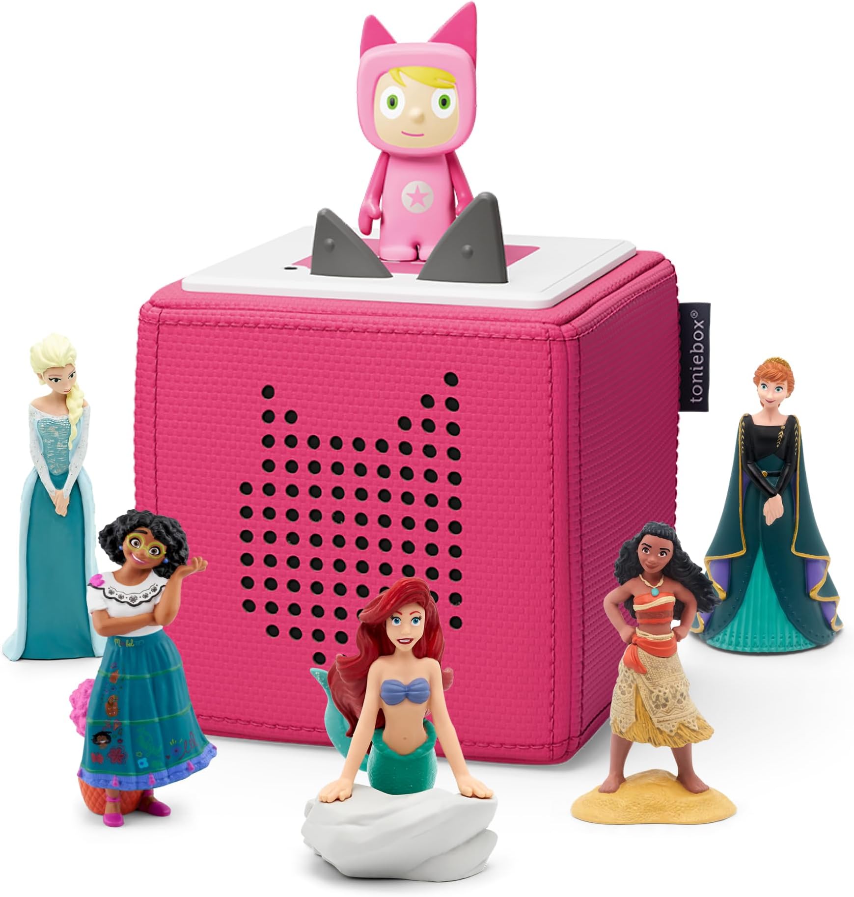 tonies Ultimate Pink Toniebox Disney Bundle including 1 creative & 5 characters Disney Princess- Moana, Little Mermaid, Encanto - Mirabel, Frozen - Elsa, Anna