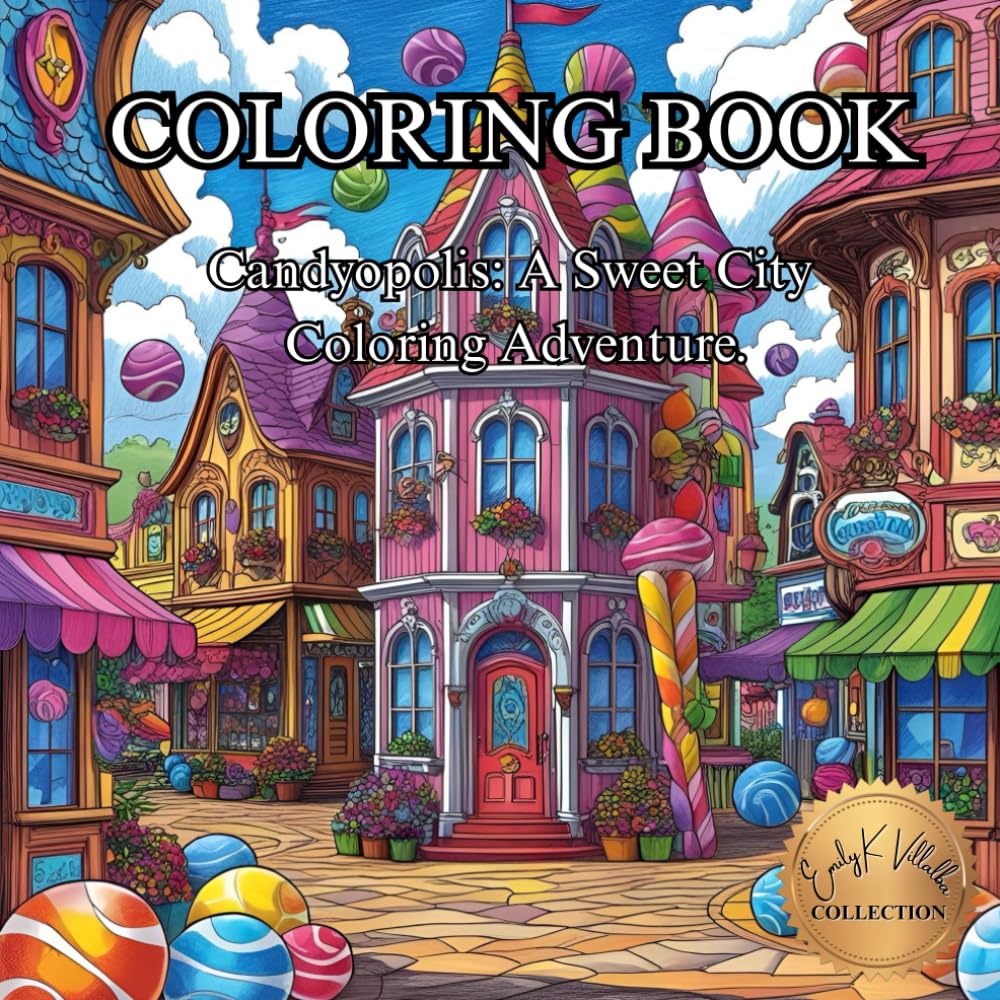 Candyopolis: A Sweet City Coloring Adventure.: Adult Coloring Book for Adults (50 Unique Intricate Images Coloring Book)