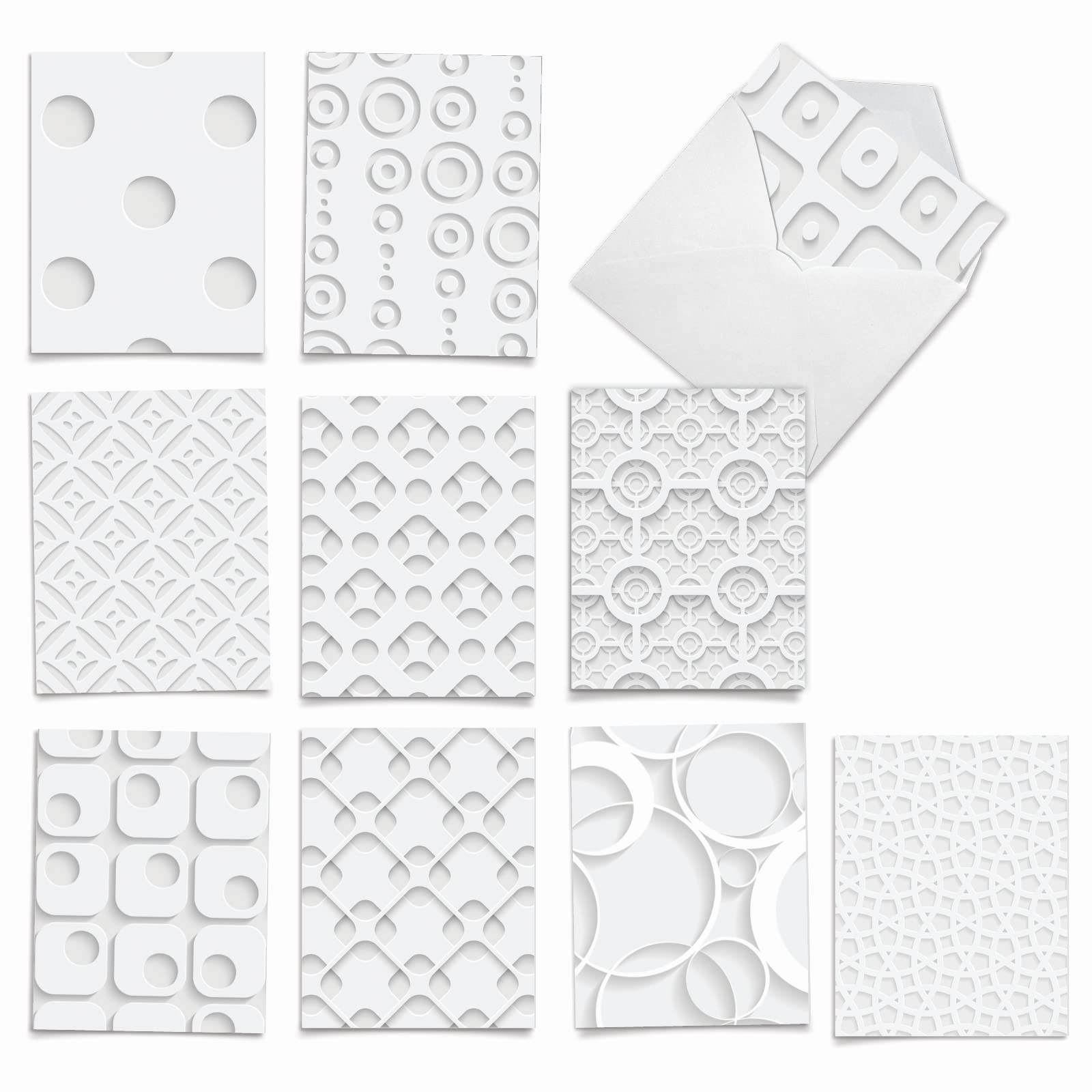 The Best Card Company - 10 Assorted All Occasion Blank Clean Modern Notecards Pack with Envelopes (4 x 5.12 Inch) – Not Die-Cut, Elegant Note Cards