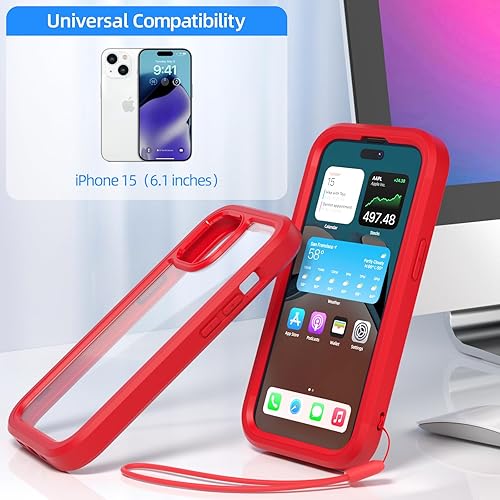 Miniatura 10 de WXR Compatible con iPhone 15, parachoques de silicona suave y parte trasera de policarbonato duro transparente e interior de policarbonato duro,