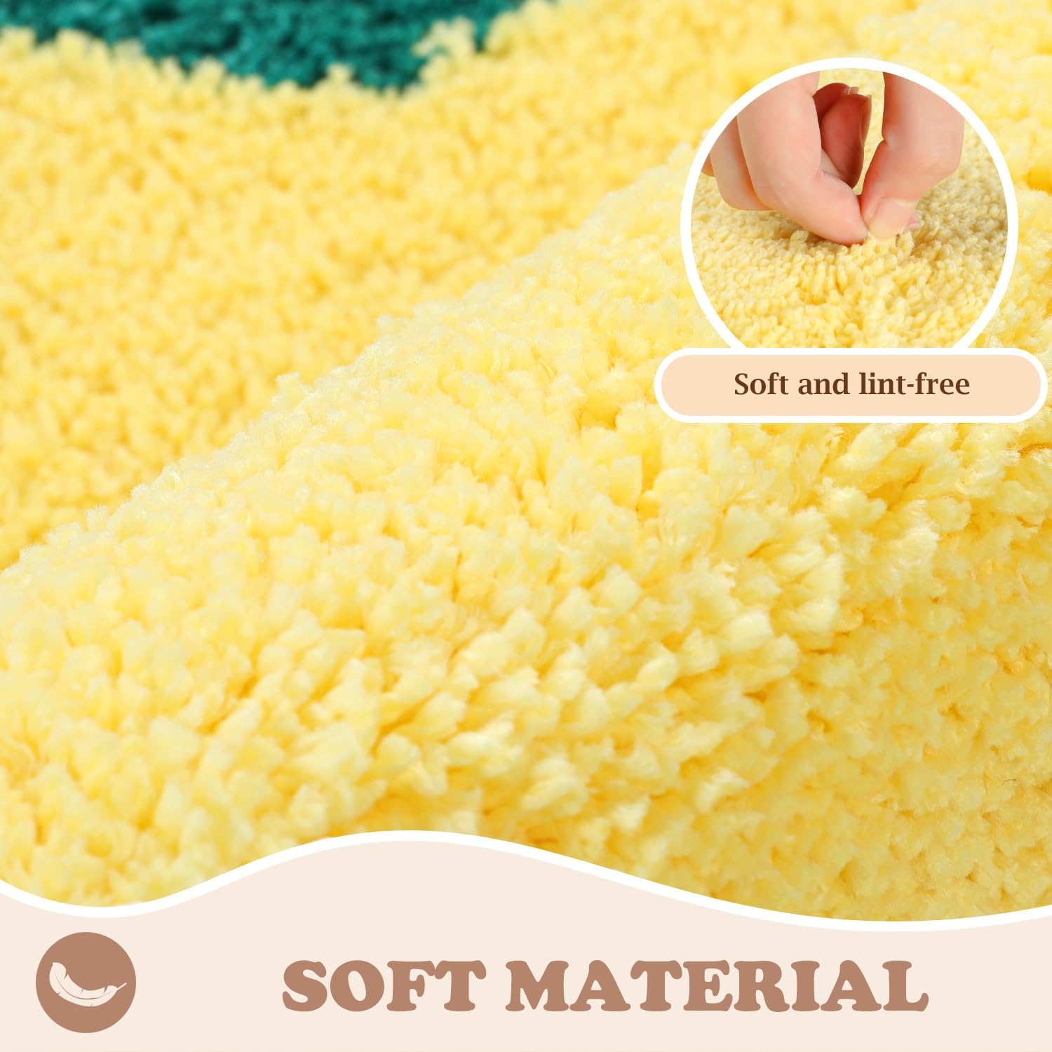 Cute Fruit Bath Mat - Super Absorbent, Non-Slip Plush Bathroom Rug, Thick for Bathroom and Bedroom, Machine Washable, Lemon Shape, 17" x 30" (50 x 80 cm)