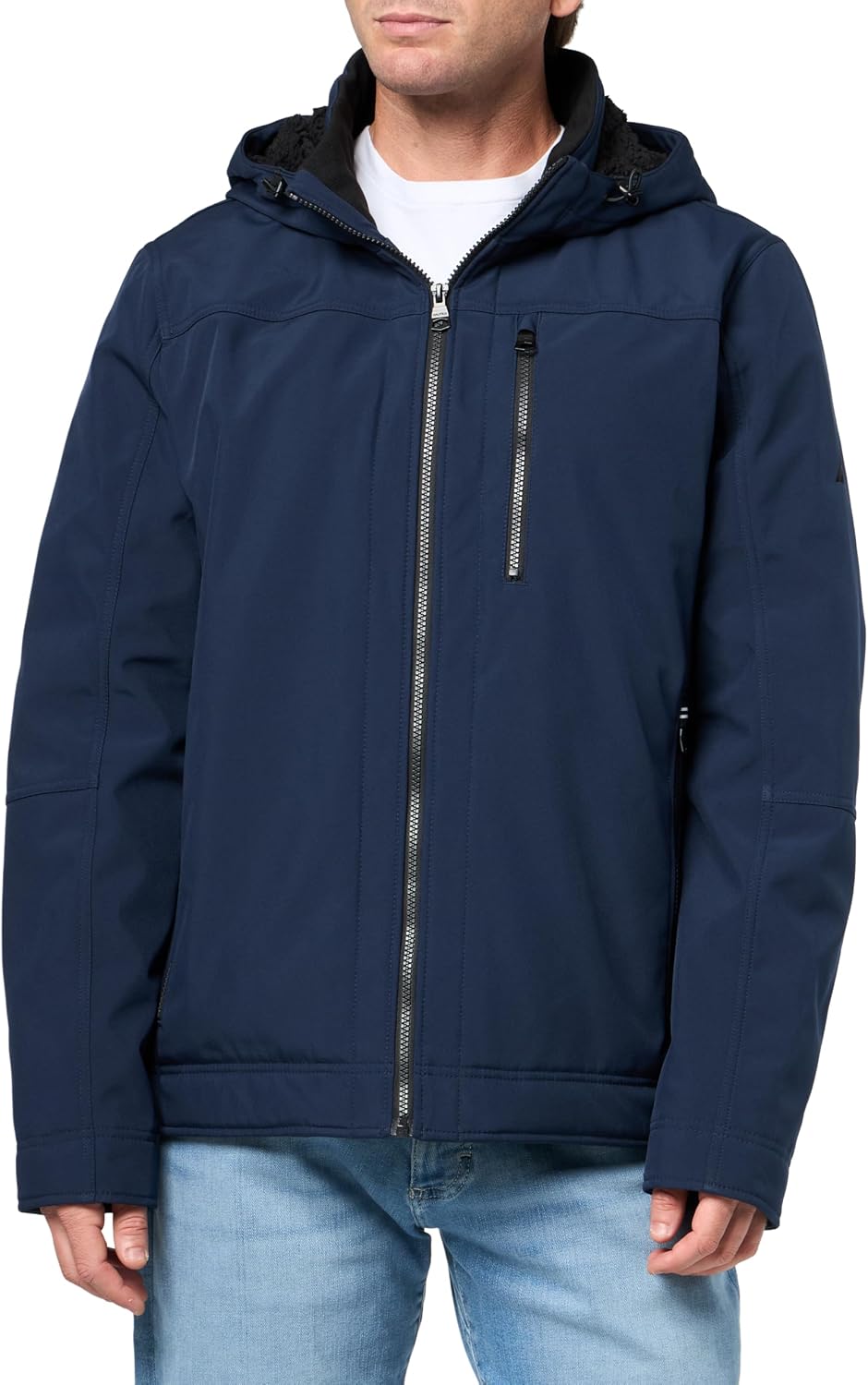 Nautica Men's Sherpa Lined Softshell Jacket – Full Zip, Adjustable Hood, Wind Resistant