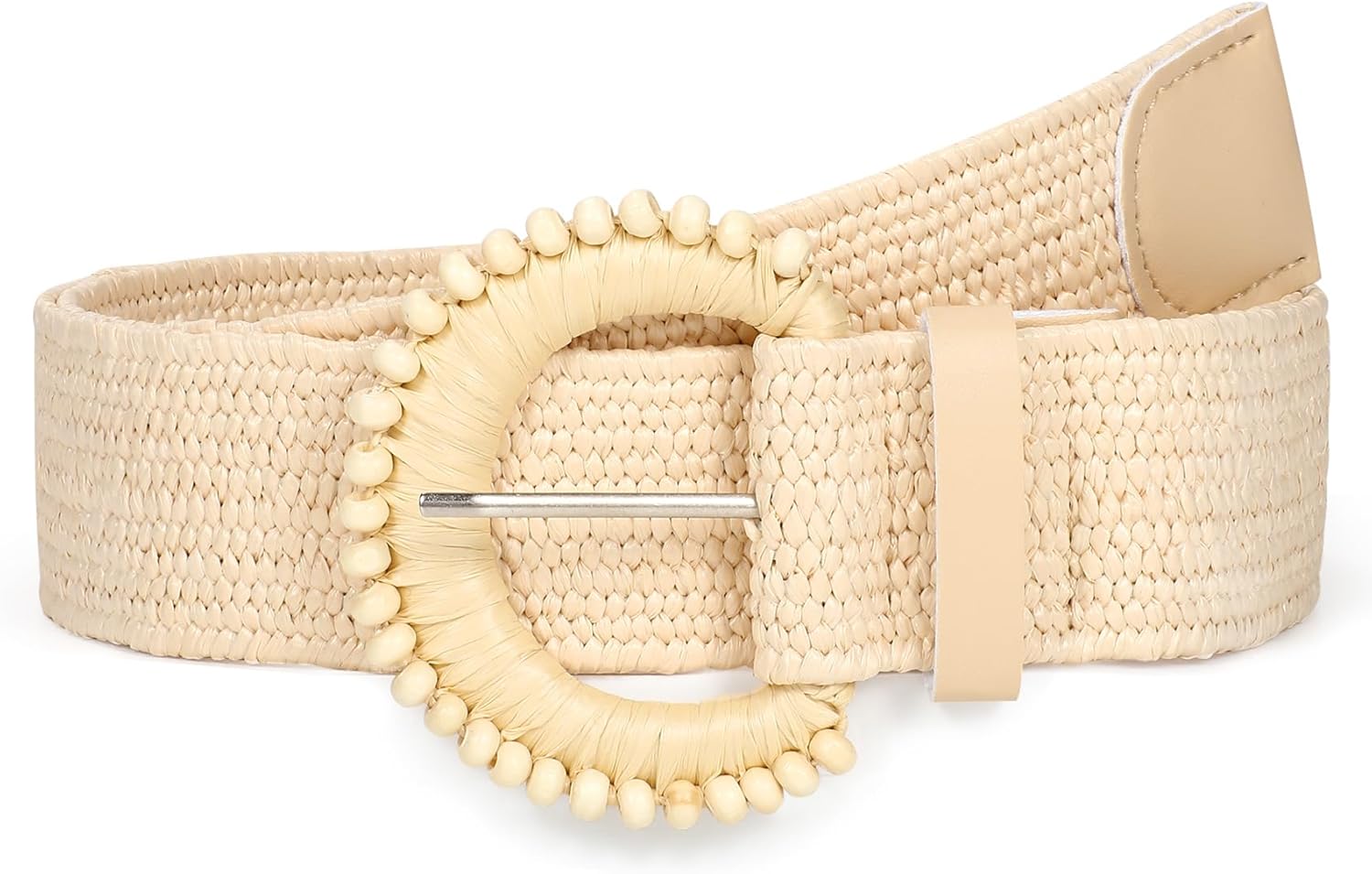 Straw Woven Elastic Belt for Women Stretchy Belts for Dress Fashion Boho Waist Belt Rattan Raffia Ladies Belts