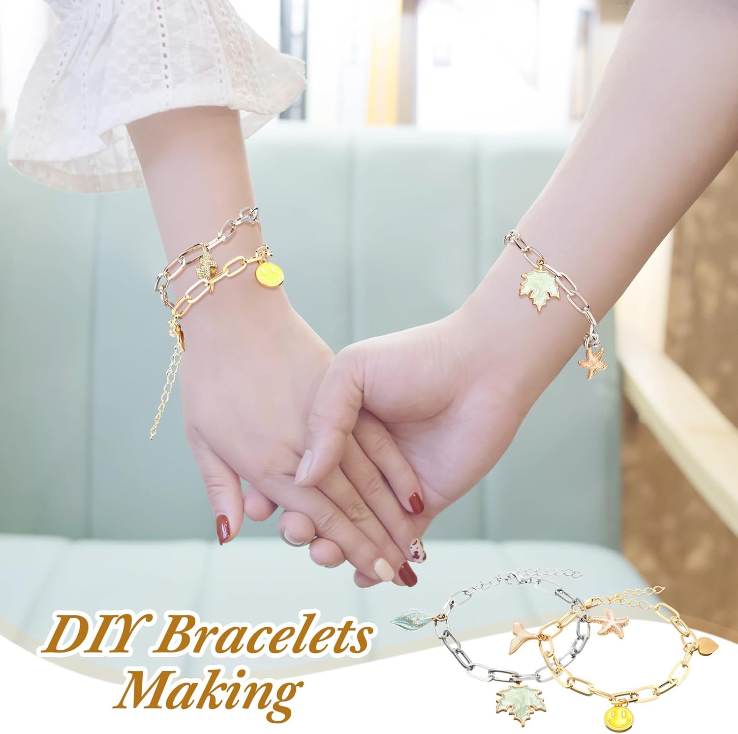 Quelay 60 Pcs Chain Bracelet Bulk Alloy Link with Lobster Clasps for Women DIY Jewelry Findings Bracelet Jewelry Making Supplies Accessories (Gold and Silver)