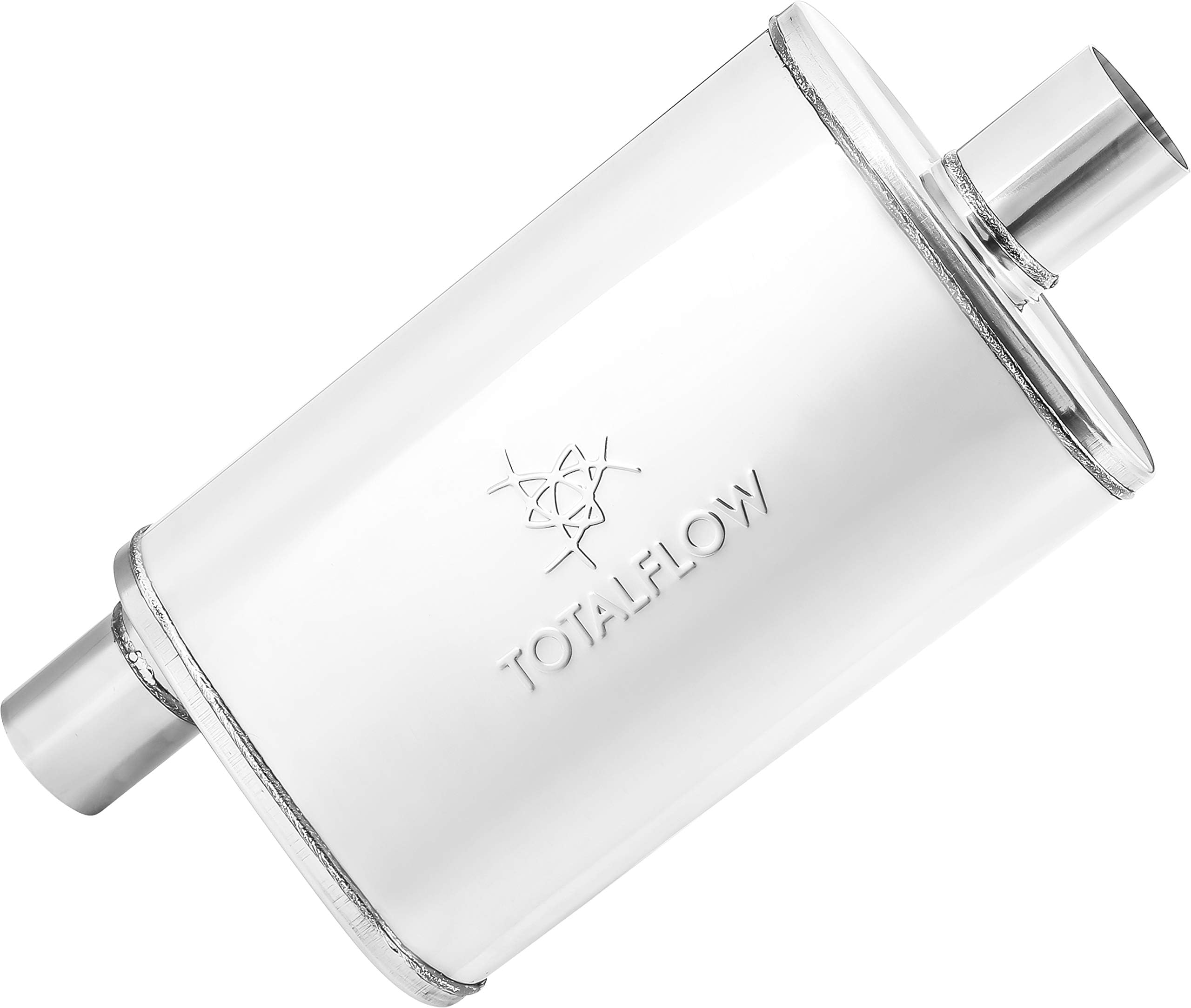TOTALFLOW 33224 14" Muffler Body Straight Through Deep Tone Performance Muffler-14 Length / 20" OAL-Oval 4" x 9"-2" Offset / 2" Center Reversible/Bi-Directional