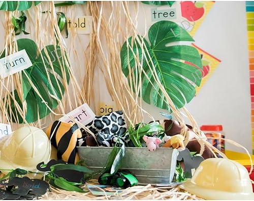 Miniatura 4 de Palma de hojas tropicales  Juego de 60  Tela de seda artificial grande de 13.8 pulgadas, hojas decorativas de Monstera  Hawaiian Luau Safari Jungle