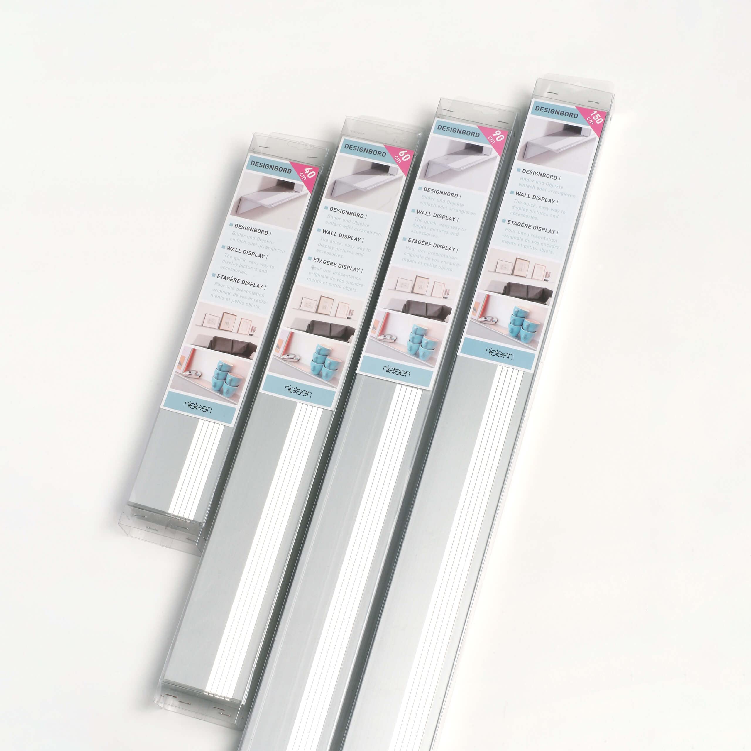 nielsen Designboard aus Aluminium 90 cm, Silber matt, Regal, Ablage, Schweberegal für Wohnzimmer, Küche, Flur, Schlafzimmer, Badezimmer inkl. Montagematerial