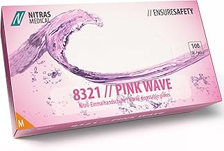 8321 - Guantes de nitrilo (talla M, 100 unidades), color rosa