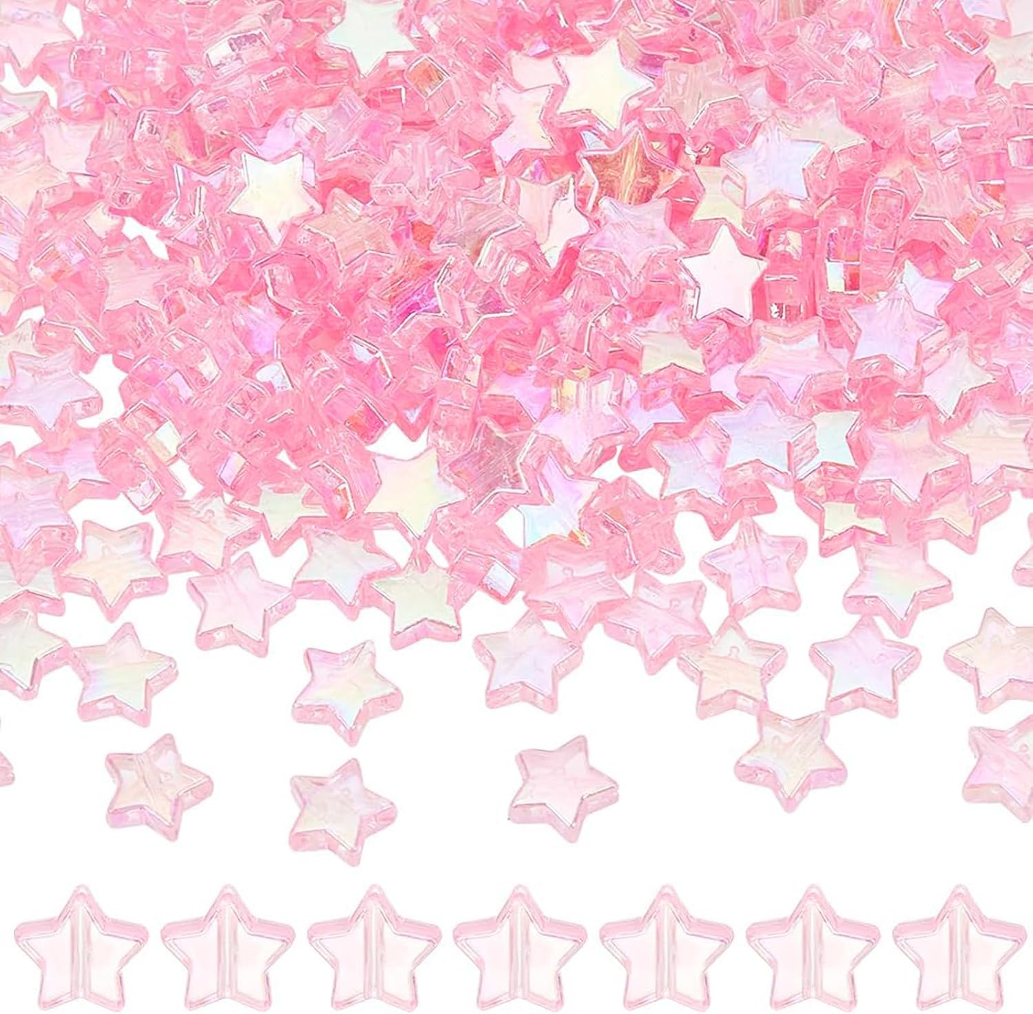 500Pcs Star Beads, Acrylic Star Shaped Beads, Pink Aesthetic Plastic Beads for Jewelry Making, Star Kandi Bead for Bracelets Necklace Crafts