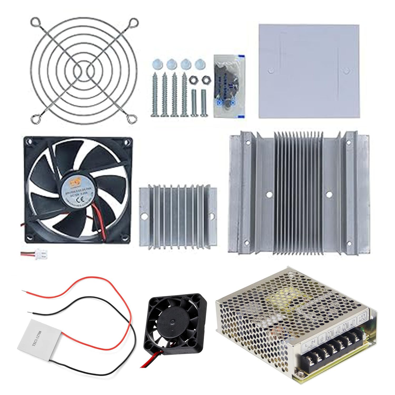 Electrobot DIY Thermoelectric Refrigeration Desktop PC Cooling System Kit, TEC-12706 Peltier, Heatsink, Dual Fans, Power Supply