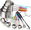 Measuring Cups and Spoons Set Stainless Steel Includes 4 Measuring Cups 5 Measuring Spoons and 1 Leveler for Dry or Liquid Ingredients C4S6