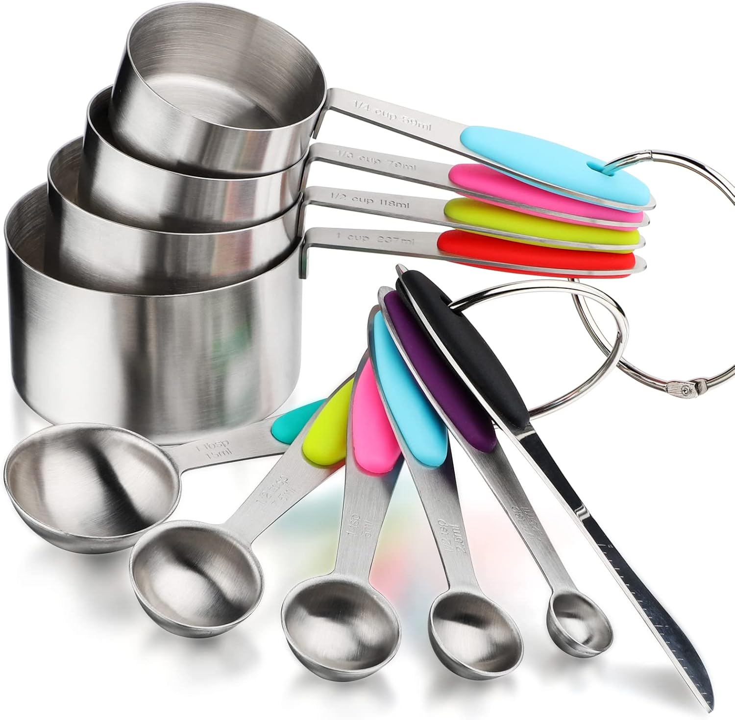 Measuring Cups and Spoons Set Stainless Steel Includes 4