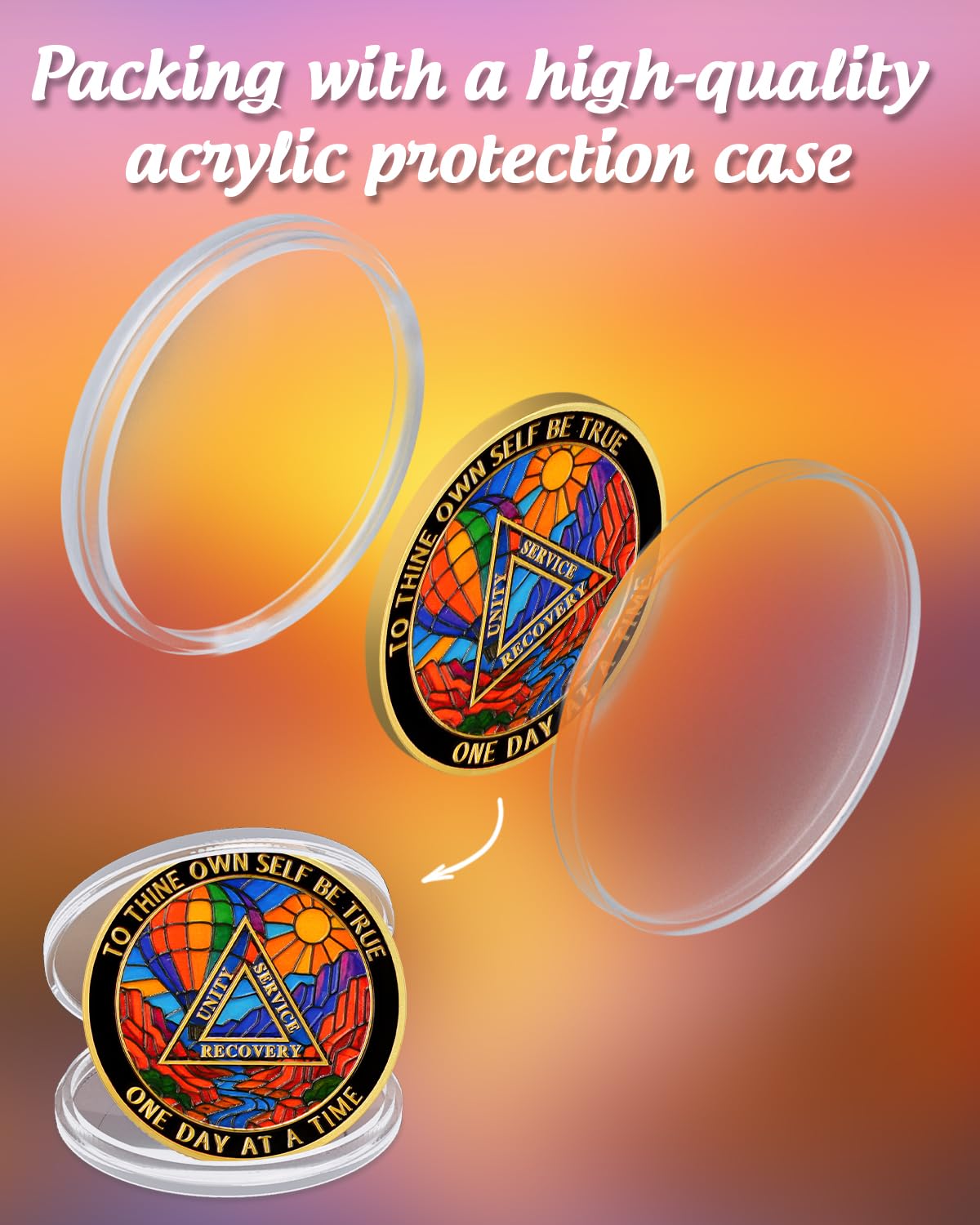 ACGZQY 1 Year Sobriety Coin - Rainbow Valley AA Chips and Medallions - Balloon Valley of Hope Sobriety Chip AA NA Sober Anniversary Token Inspirational Gifts Alcoholics Anonymous Addiction Recovery - Image 4