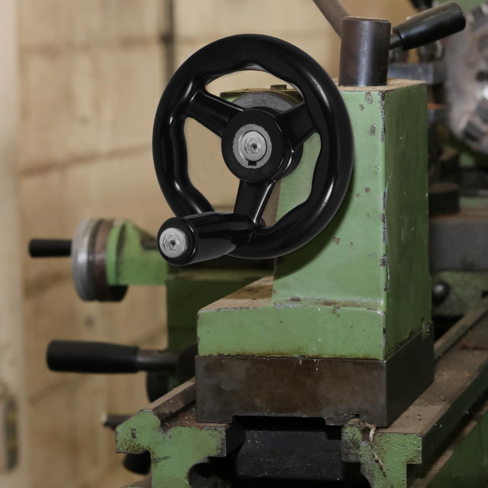 OUNONA Machine Tool Rotary Handle Lathe Hand Wheel Hand Wheel Crank Milling Machine Hand Wheel Revolving Hand Wheel Detachable Hand Wheel Three Spoke Hand Crank Black Bakelite