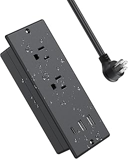 Conference Recessed Power Strip Waterproof, with PD 20W USB C Fast Charging Port,2 Outlets,Furniture Recessed Power Outlet,Desk Power Strip Surge Protector,Drawer Outlet,Flat Plug,6ft Cable (Black)