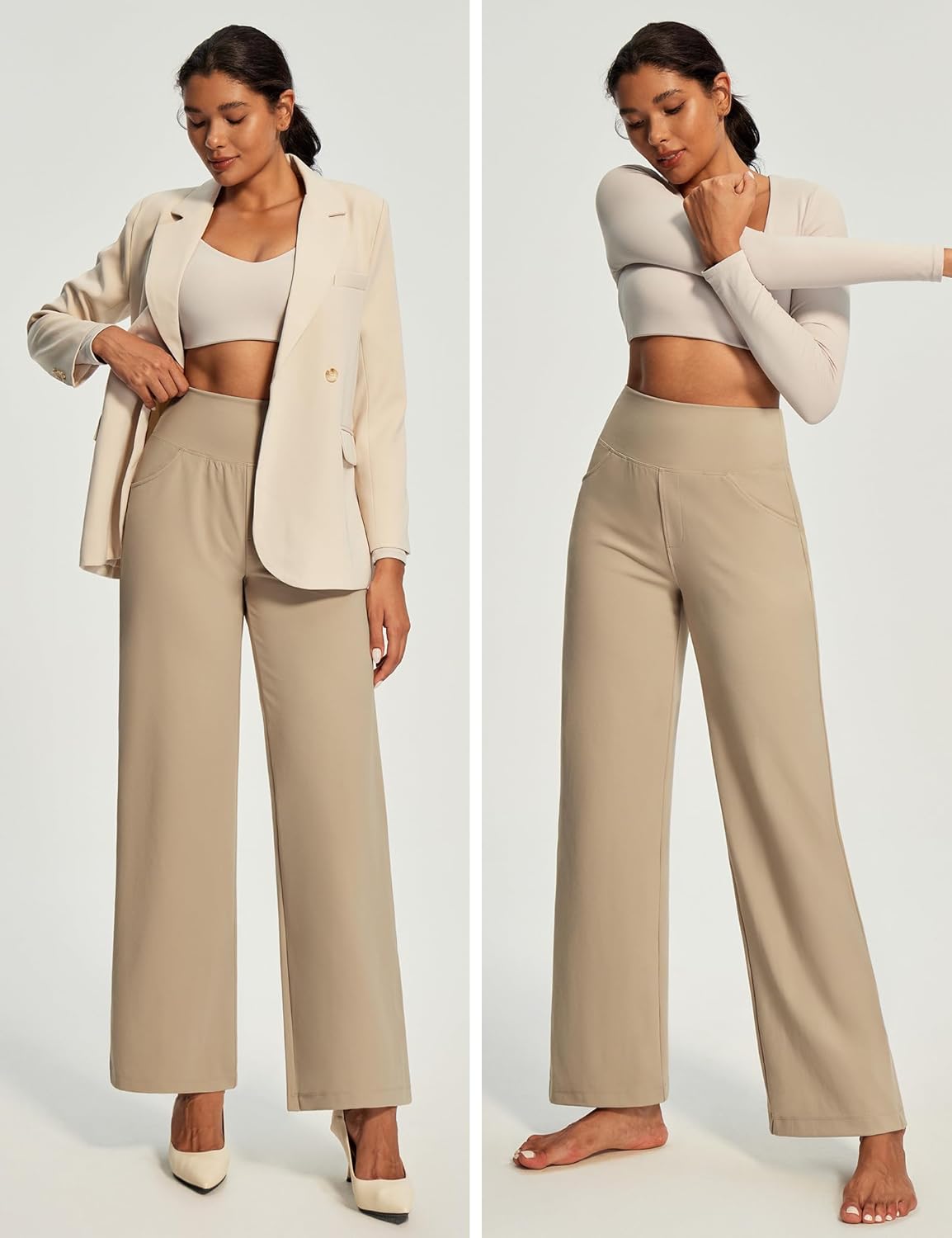 IUGA Yoga Pants Women Wide Leg Pants with Pockets High Waist Stretch Tummy Control Dress Casual Sweatpants - Image 5