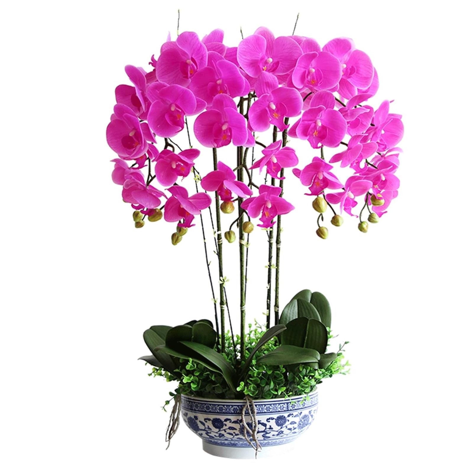 MYUYEE Artificial Orchid With Ceramic Vase Orchids Pu Artificial Flower 25.59In Artificial Phalaenopsis Flowers Decor Fake Floral Artificial Flowers