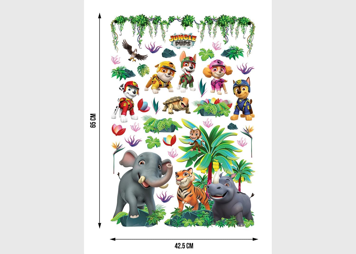 AG Design Paw Patrol Jungle Children's Room Wall Sticker, Wall Sticker, Boy Decoration, 42.5 x 65 cm, ADK 1676