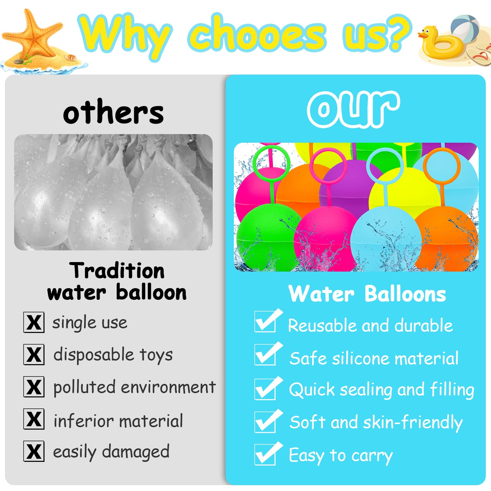 Globos de agua reutilizabl, juguete de llenado rápido, bomba de agua de sellad Globos de agua reutilizabl, juguete de llenado rápido, bomba de agua de sellad