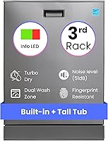 Vista 1 de Equator 24" Built in Tall Tub Dishwasher 15 Place 3rd Rack 8 Wash 1400 RPM Turbo Dry 110V E-Star in Silver