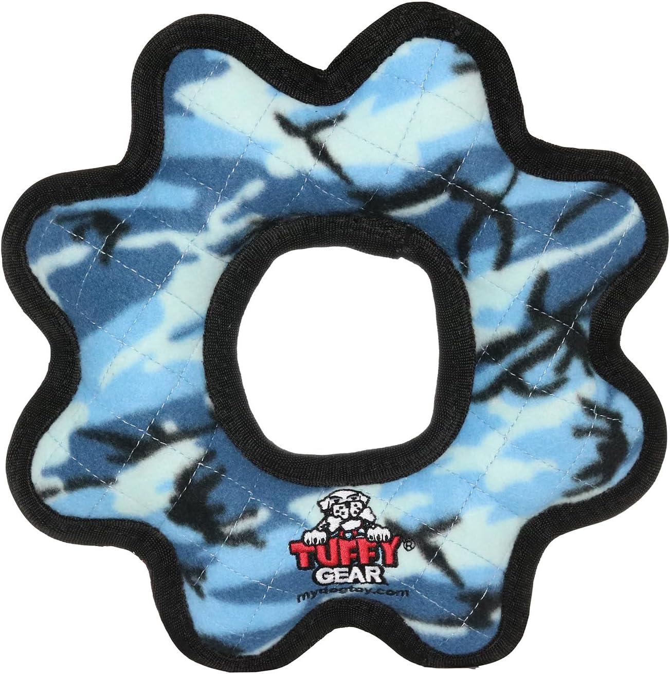 TUFFY- World's Tuffest Soft Dog Toy- Ultimate Gear Ring Camo Blue-Squeakers - Multiple Layers. Made Durable, Strong & Tough.Interactive Play (Tug,Toss & Fetch).Machine Washable & Floats