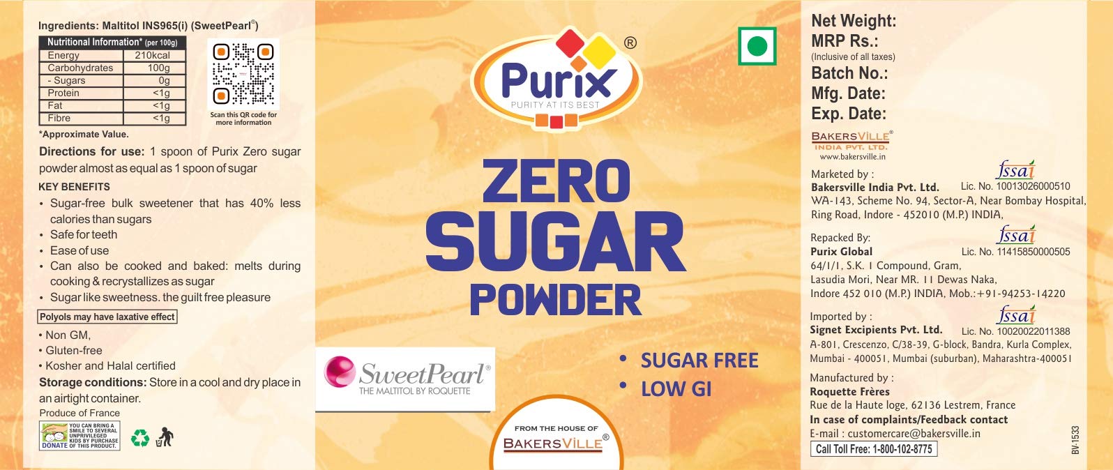 Purix Zero Sugar Powder,500 GM - Image 2 thumbnail