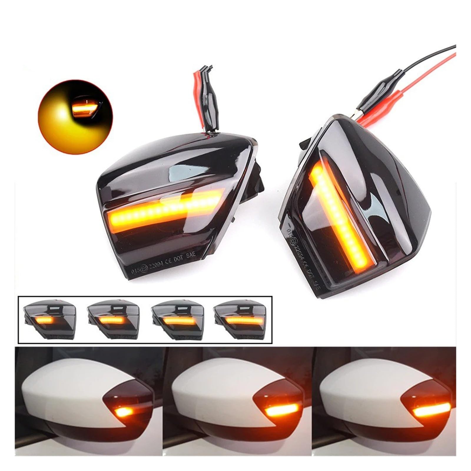 2X LED Dynamic Per Ford Per S-Max Per Kuga Per C394 Per C-Max Specchietto Laterale Indicatore Direzione Sequenziale Freccia Specchietto