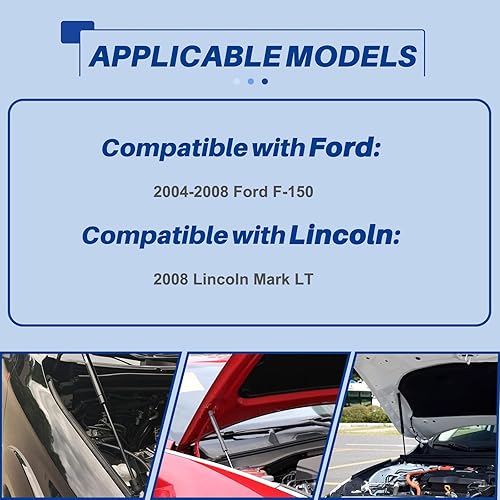 Miniatura 2 de OTUAYAUTO Puntales de capó delantero  Reemplazo para Ford F-150 2004-2008, soporte de elevación Lincoln Mark LT 2008, varillas de apoyo de resorte