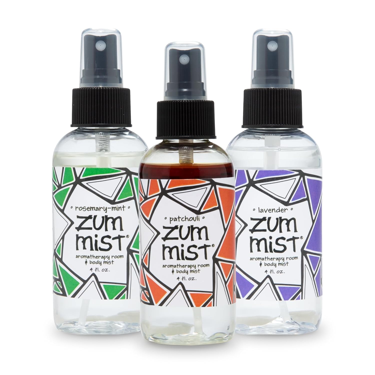 Zum Indigo Wild Mist Room & Body Spray - Aromatherapy Essential Oil Spray - Natural Body Mist & Room Spray - Rosemary-Mint, Patchouli & Lavender Scents - 4 fl oz (3 Pack)