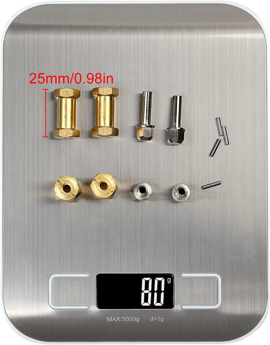 INJORA RC Hex Hub 12mm Brass Wheels Hex Hub Extension Hex Drive Adapter for 1/10 RC Crawler Axial SCX10 90046 D90 (25mm)