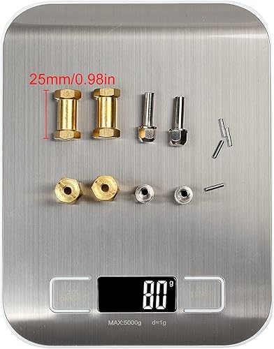 Miniatura 6 de INJORA Hub hexagonal RC de 0.472in, ruedas de latón hexagonal, extensión de cubo hexagonal para 110 RC Crawler axial SCX10 90046 D90 (0.984in)