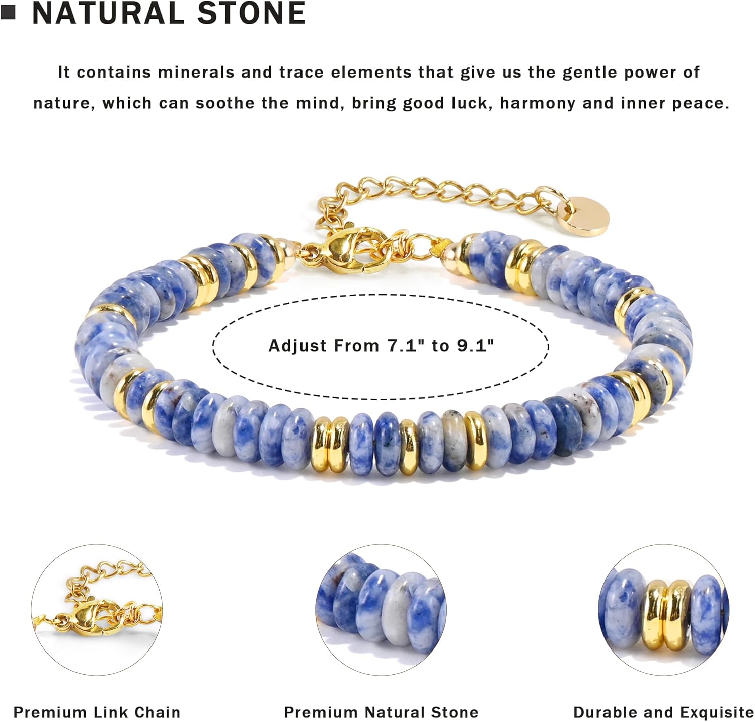 VIBILIA Gold Plated Bracelets for Women, Boho Bangle Bracelets, Beaded Bracelets Trendy, Handmade Gold Jewelry, Fashion Birthday Gifts for Women Friend on Valentine's Day Easter Mother's Day - Image 3