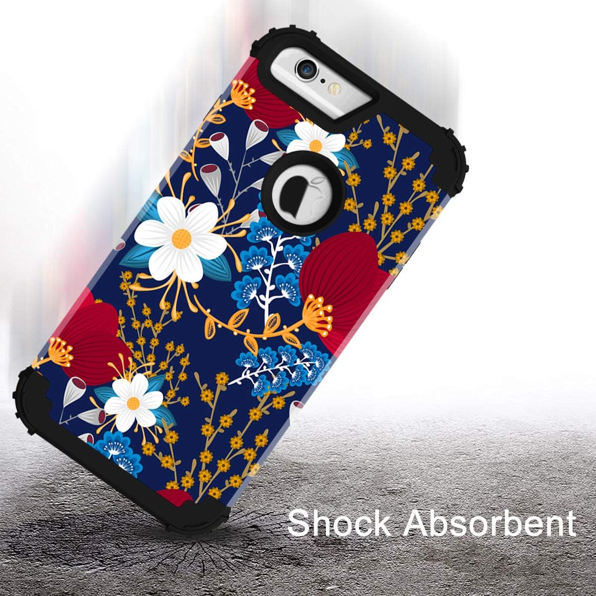 Hocase for iPhone 6s Plus Case/iPhone 6 Plus Case, Heavy Duty Shockproof Hard Plastic+Soft Silicone Rubber Protective Case for iPhone 6s Plus/6 Plus (5.5" Display) - Creative Flowers