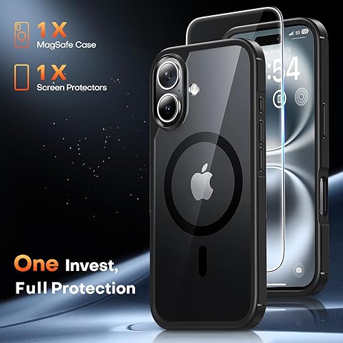 Miniatura 658 de TAURI Funda magnética 2 en 1 transparente para iPhone 14 Pro, compatible con Magsafe [no amarillenta] con protector de pantalla, protección de grado