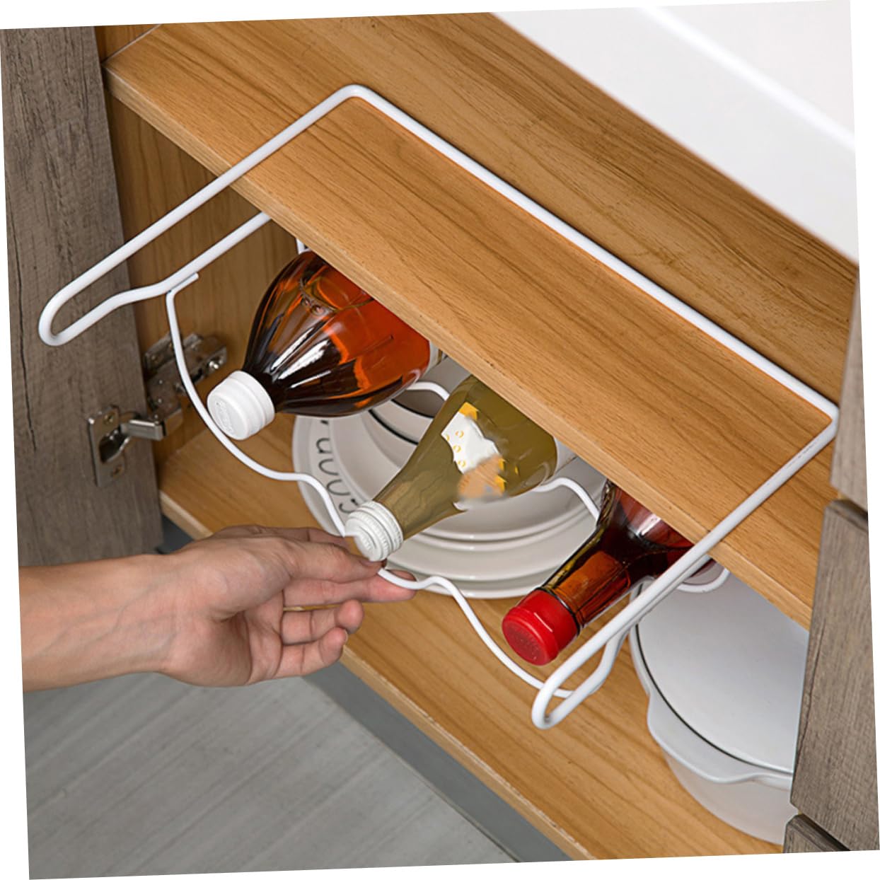 NAMOARLY Fridge Shelf Beer Can Rack Wine Bottle Holder Iron Material Easy Access Beverage Storage