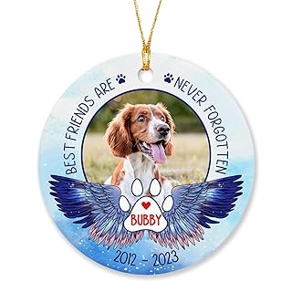 Best Friends are Never Forgotten Ornament with Any Picture, Custom Photo & Name Pet Dog Memorial Ornaments, Personalized Pet Photo Memorial Christmas Ornament, Dog Loss Remembrance Xmas Keepsake