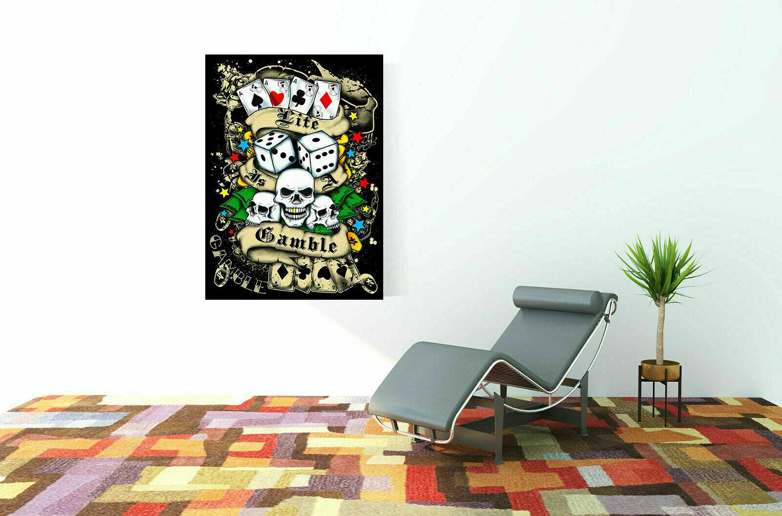 Quadro Su Tela XXL Moderno – Stampa Artistica Con Carte Da Poker, Dadi E Oro – Quadro Da Parete Per Soggiorno, Tema Casinò, Muralo - Foto 4
