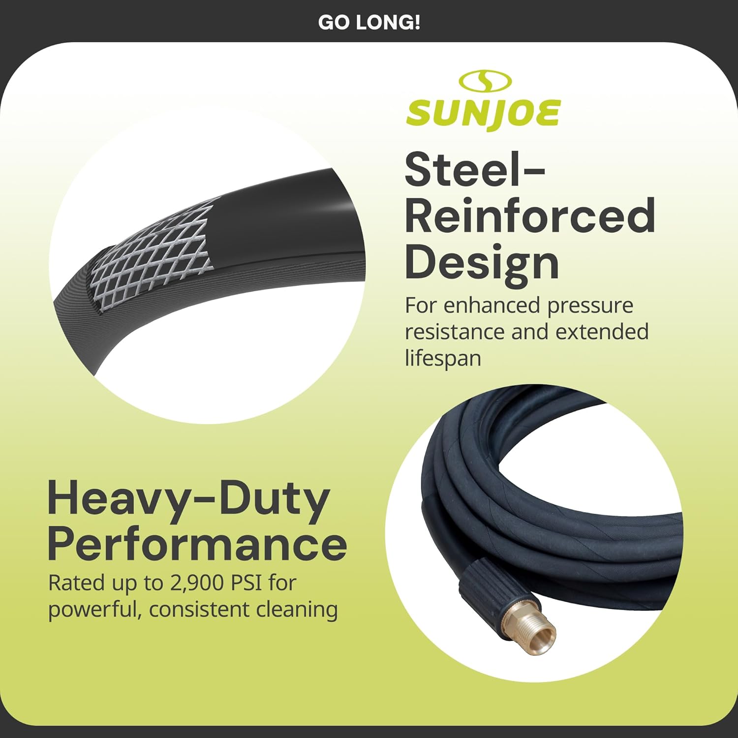 Sun Joe SPX-25HD 25 Ft Heavy-Duty Pressure Washer Extension Hose, M22-15 MM Connectors, Compatible with Sun Joe SPX Series (Except SPX4003)