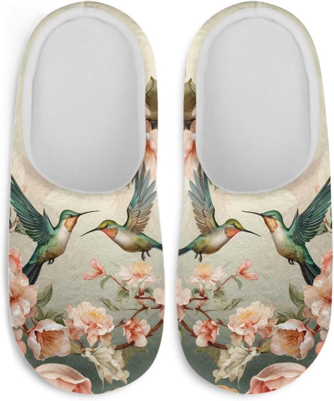 UNICEU Hummingbird Print 3 Pairs Spa Slippers Washable Breathable Shoes Closed Toe Lightweight Slippers for Home SPA