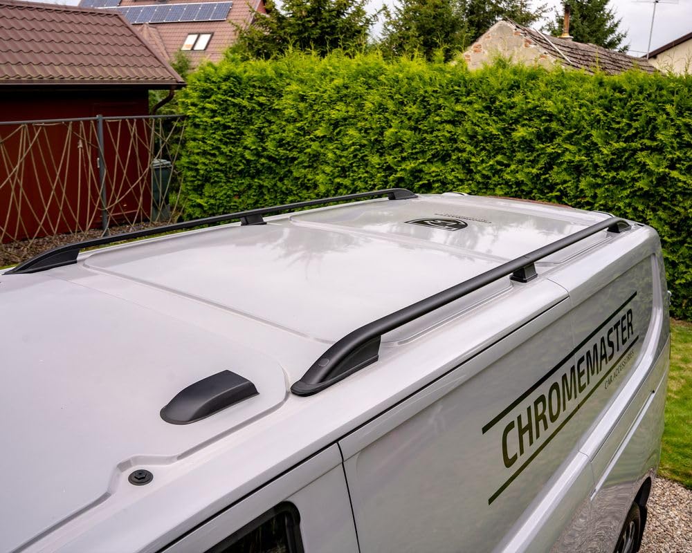 CHROMEMASTER | Relingi Dachowe Kompatybilne z Ford Tourneo Custom L1 | SWB SHORT 2023+; Zamontuj na Relingach Bagażnik Dachowy, Kosz Dachowy, Boks Dachowy lub Uchwyt Rowerowy | Aluminium