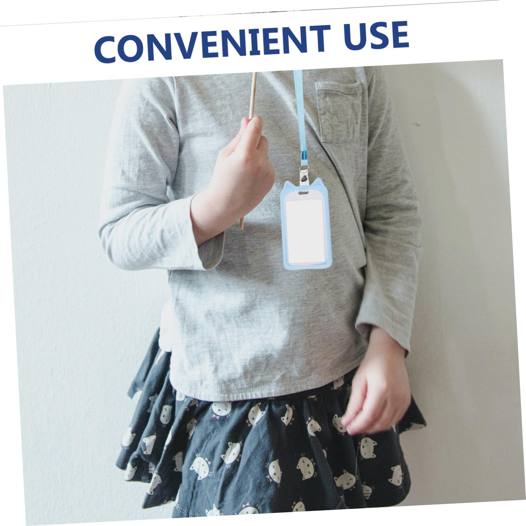 NUOBESTY 20 Pièces Porte-cartes en silicone dessin animé porte carte avec cordon Porte-cartes avec cordon longes pour badges d'identification titulaire d'identité Permis de travail chaton