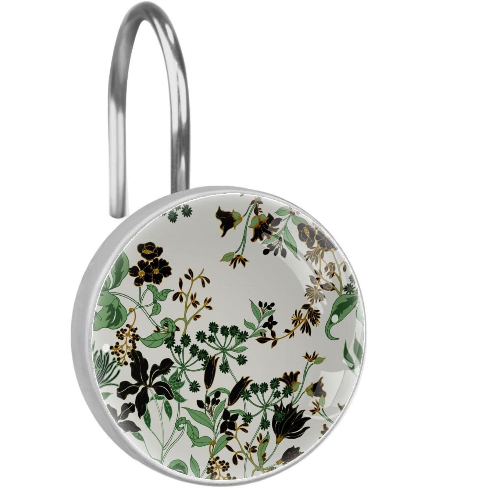 Anneaux de rideau de douche en acier inoxydable avec finitions florales ciselées