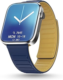 Pebble Cosmos Prime 1.72" Always on Large Rectangular Display Smartwatch for Men & Women, Bluetooth Calling, Wireless Charging, Fitness Tracker with Heart rate Monitor - Midnight Blue