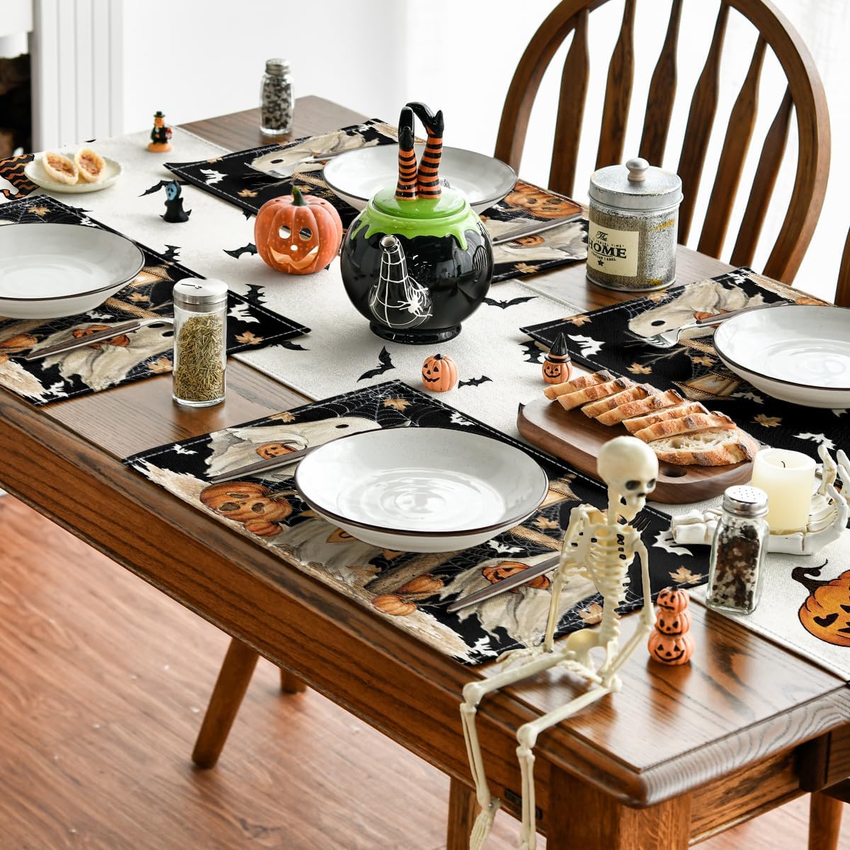 Artoid Mode Ghost Bat Halloween Placemats Set of 4-12 x 18 Inch