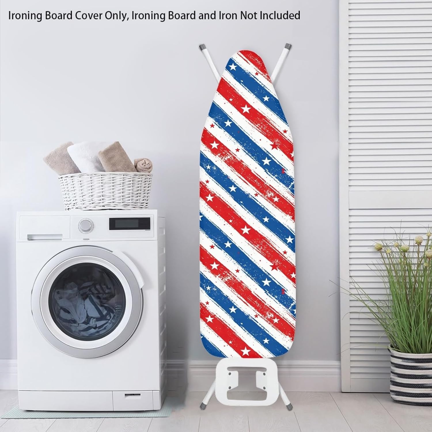 4th of July Ironing Board Cover, 16"x55" Standard Ironing Board Cover with Elastic Edge and Hook and Loop Fasteners, Scorch & Stain Resistant, Polyester Home Ironing Board Covers, Firework Flash