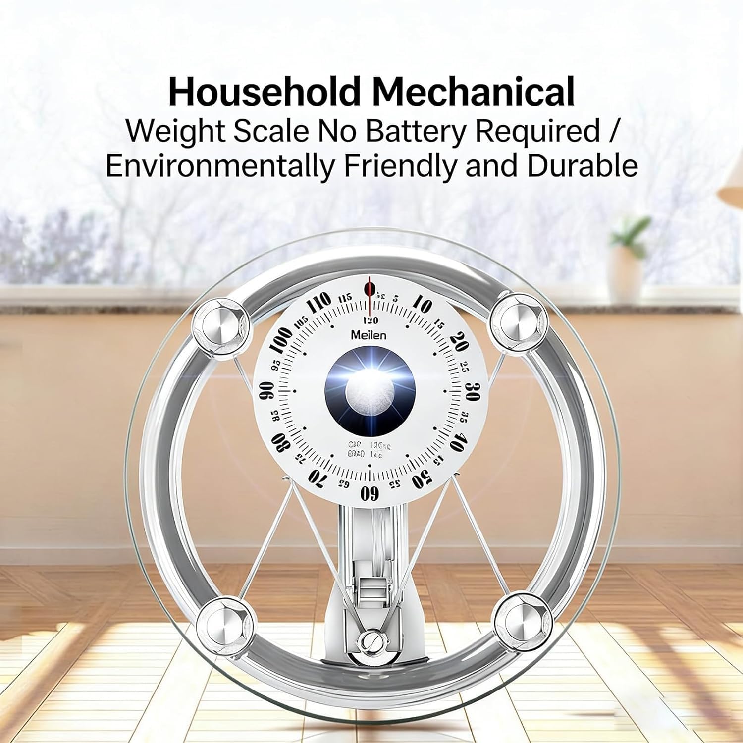 Báscula mecánica, báscula de baño analógica Profesional con Esfera Grande, báscula de Peso Corporal de 120 kg, Esfera Grande de 155 mm, Vidrio Templado Redondo, for hoteles, gimnasios, hogares(A)