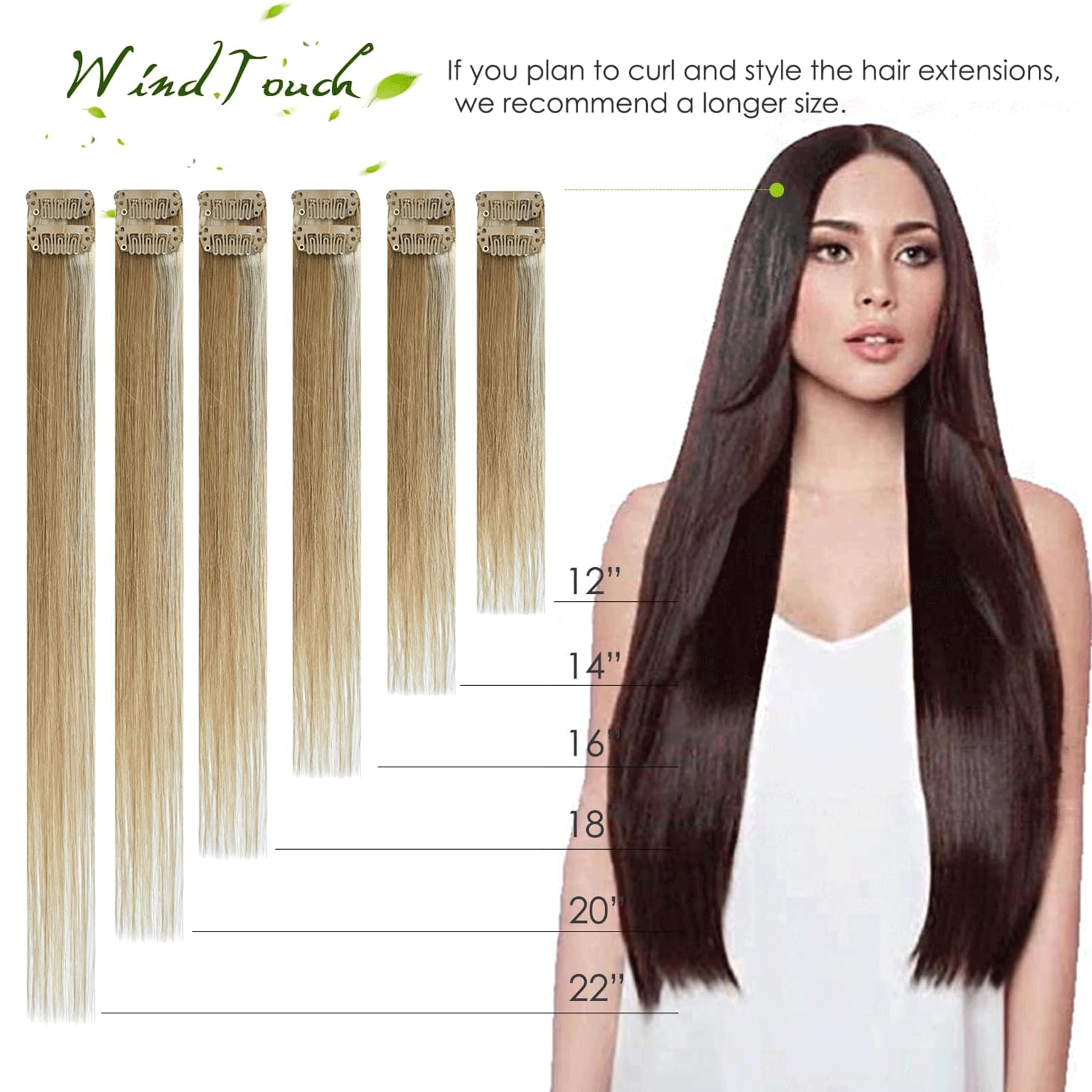 WindTouch Clip in Hair Extensions Human Hair, 15 Inch 75g #4 Medium Brown Hair Extensions for Women Real Human Hair Clip in, Remy Human Hair Extensions Clip ins, Soft Natural Straight — view 45